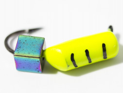 Мормышка вольфрамовая Condor Столбик с кубиком Хамелеон лимонный, 2,0 мм 15 шт