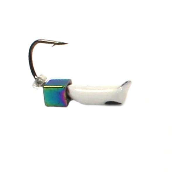 Мормышка вольфрамовая Рефлекс-М 1,5 Ст-к Белый, Черн Глаз + Куб Хамелеон 3*3мм 0,25гр 1шт.